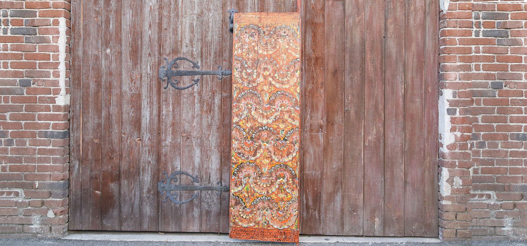 Antique Darchen Orange Tibetan Door