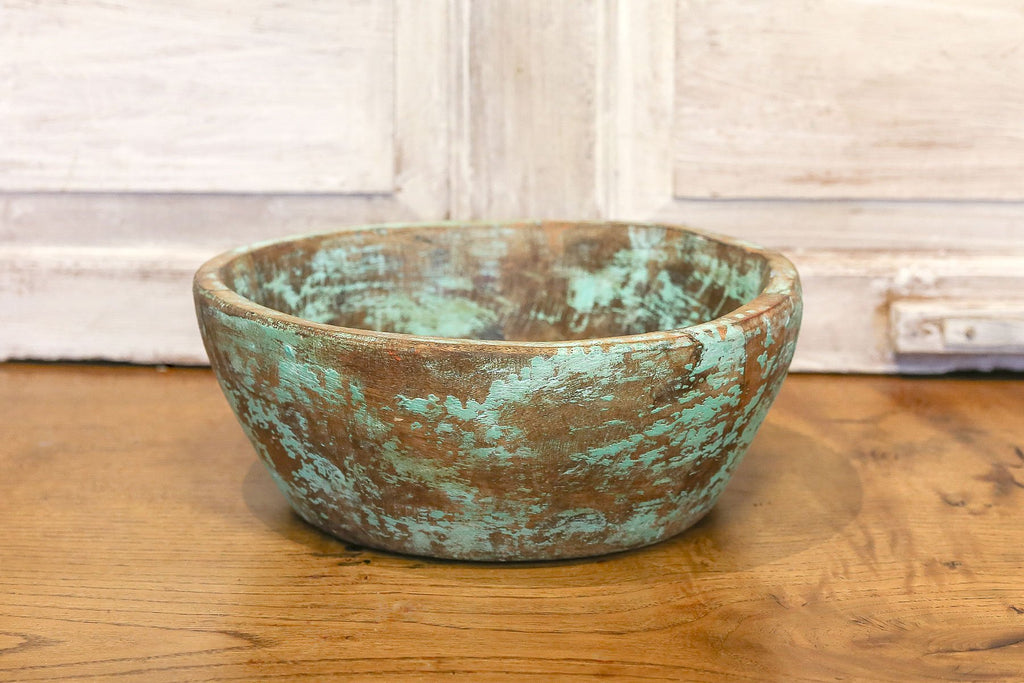 Antique Teal Dough Bowl