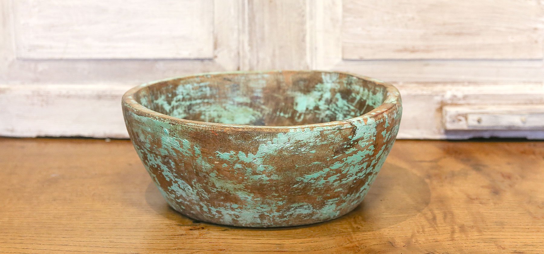 Antique Teal Dough Bowl