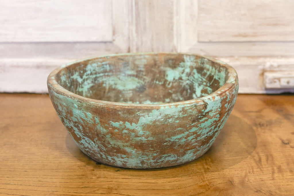 Antique Teal Dough Bowl
