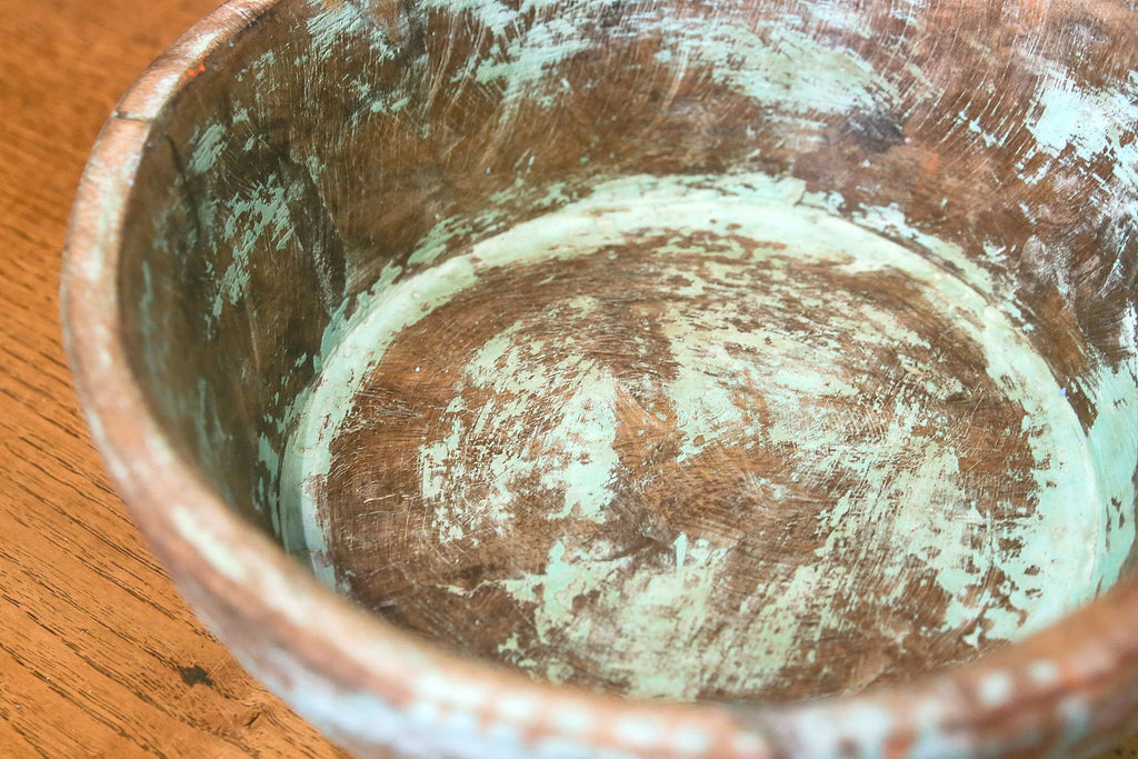 Antique Teal Dough Bowl