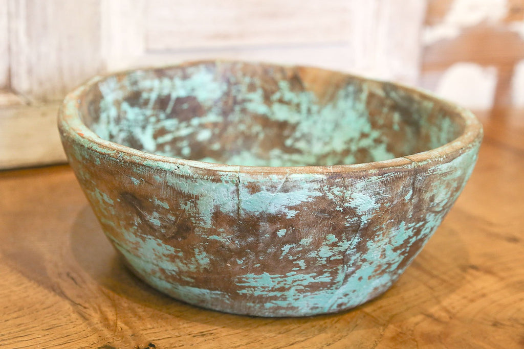 Antique Teal Dough Bowl
