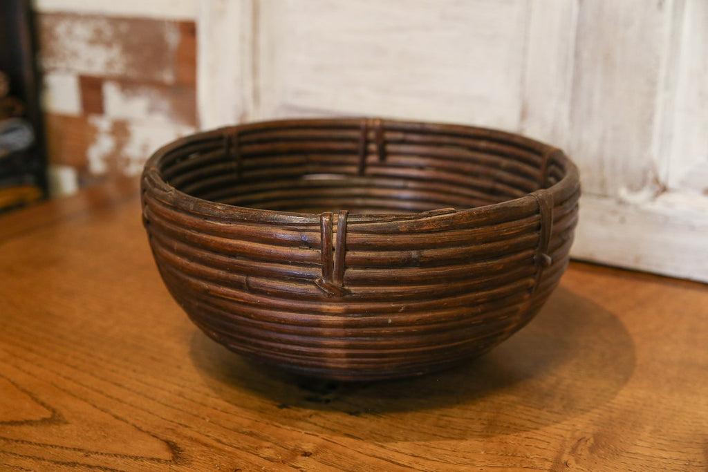 Antique Wicker Rounded Basket