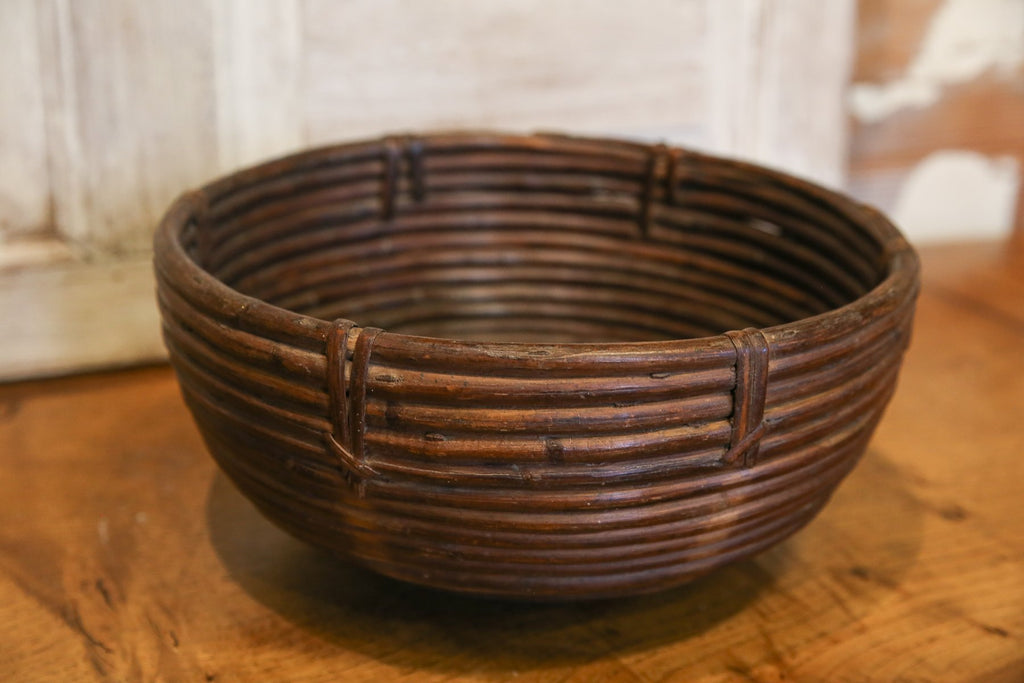 Antique Wicker Rounded Basket