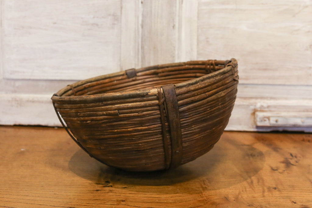 Ironstrap Wicker Basket