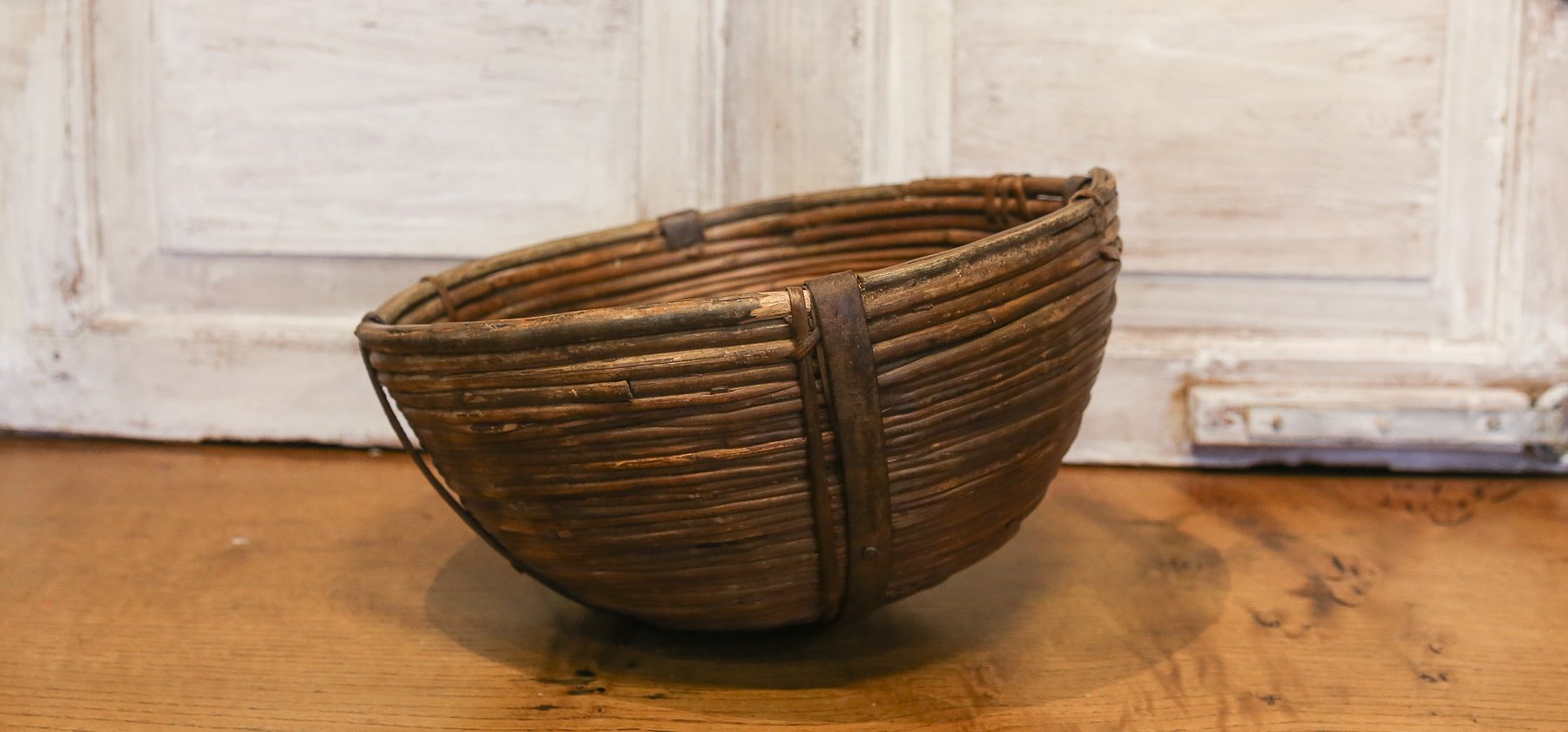 Ironstrap Wicker Basket