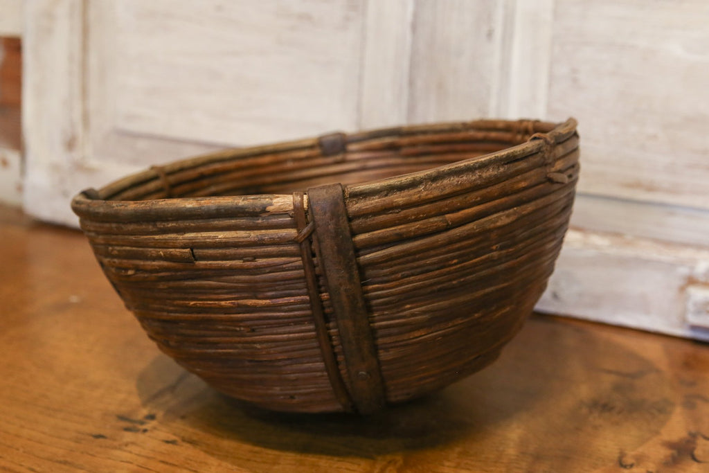 Ironstrap Wicker Basket