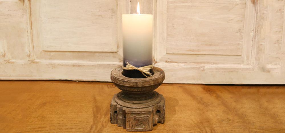 Antique Carved Bijani Candleholder