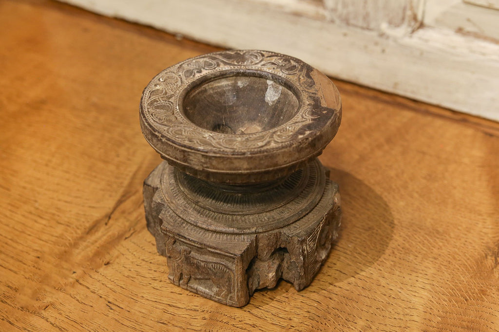 Antique Carved Bijani Candleholder
