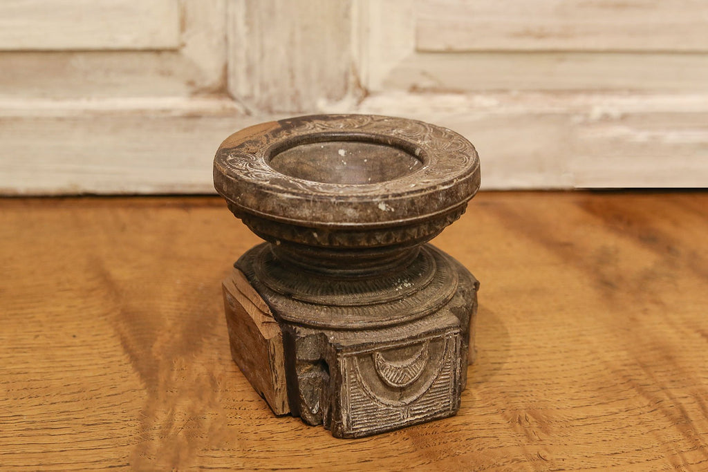 Antique Carved Bijani Candleholder