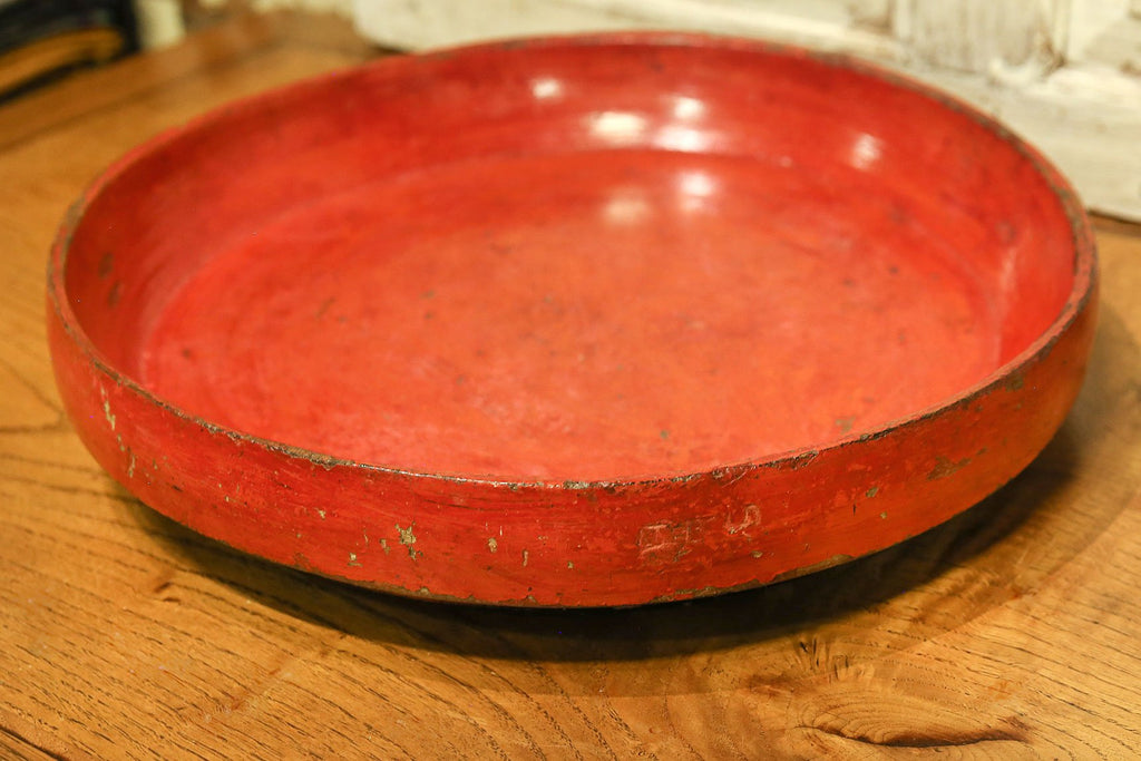 Vintage Red Tibetan Temple Fruit Platter