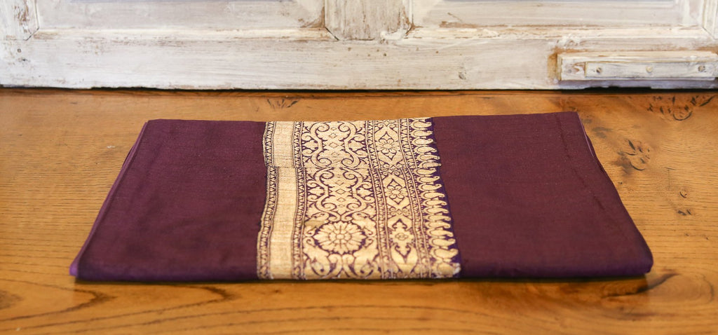 Gold & Plum Beaded Heritage Silk Runner