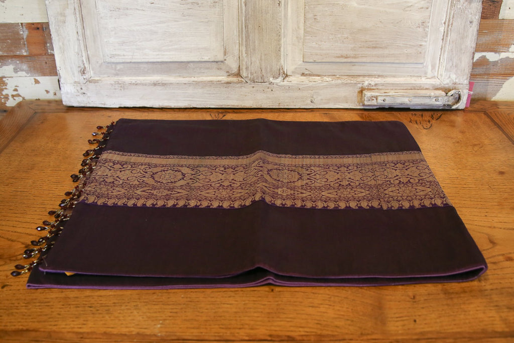 Gold & Plum Beaded Heritage Silk Runner