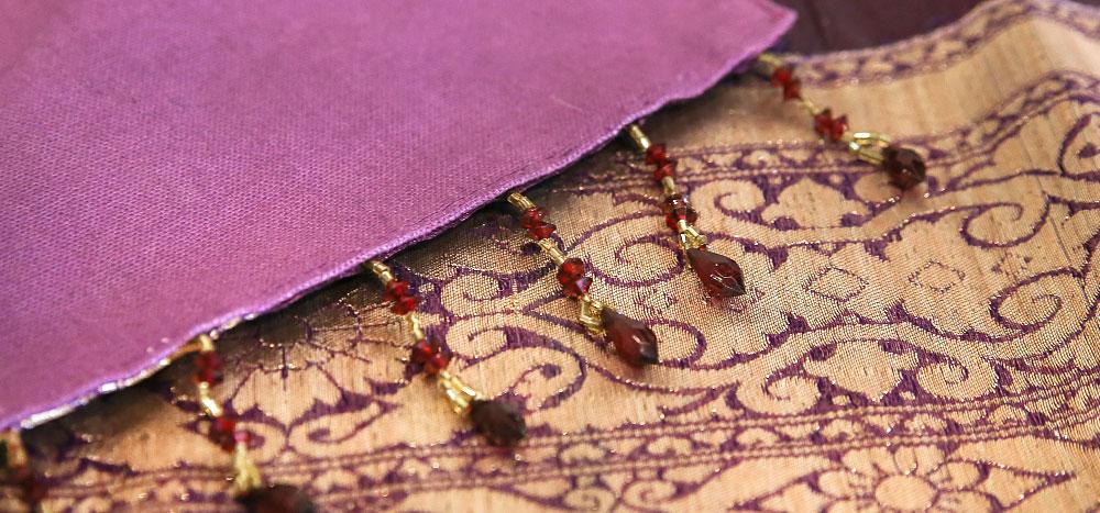 Gold & Plum Beaded Heritage Silk Runner