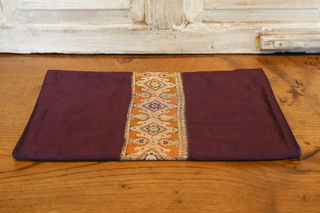 Gold Victorian Plum Beaded Heritage Silk Runner