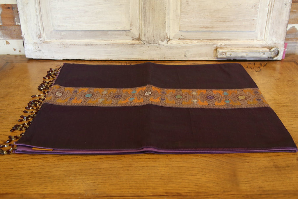 Gold Victorian Plum Beaded Heritage Silk Runner