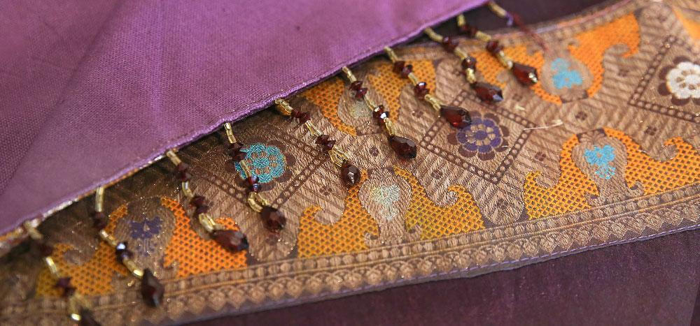 Gold Victorian Plum Beaded Heritage Silk Runner
