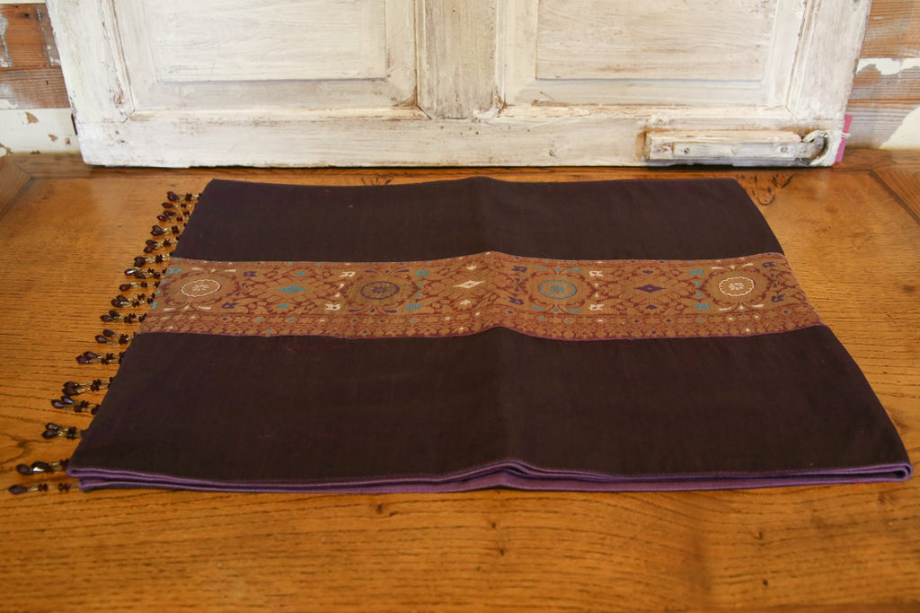 Gold Rococo Plum Beaded Heritage Silk Runner