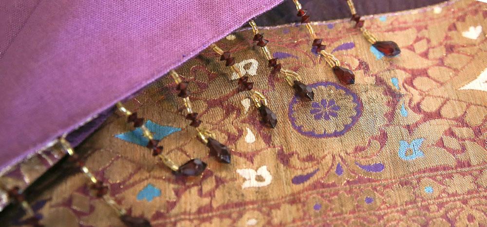 Gold Rococo Plum Beaded Heritage Silk Runner