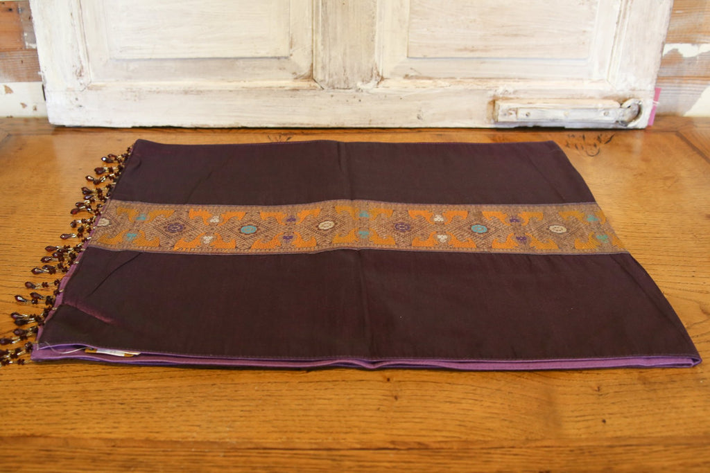 Golden Orange & Plum Beaded Heritage Silk Runner