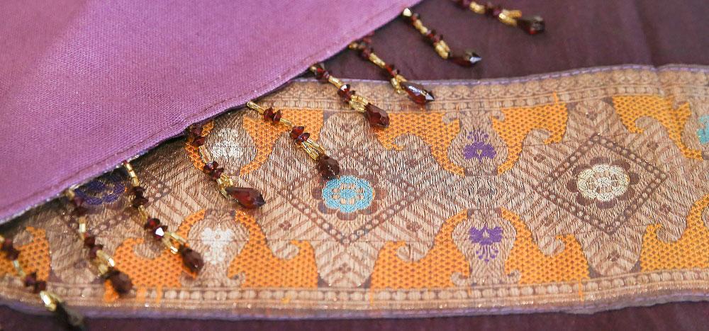 Golden Orange & Plum Beaded Heritage Silk Runner