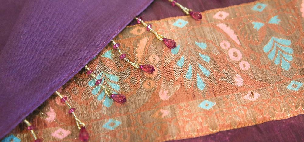 Majestic Gold & Plum Beaded Heritage Silk Runner