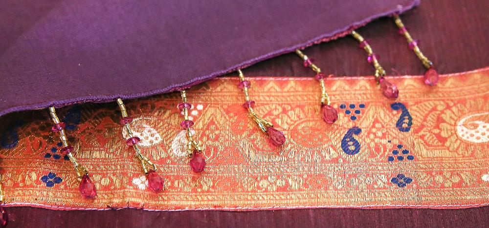 Graceful Gold & Plum Beaded Heritage Silk Runner