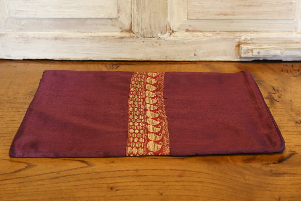 Decorative Gold & Plum Beaded Heritage Silk Runner