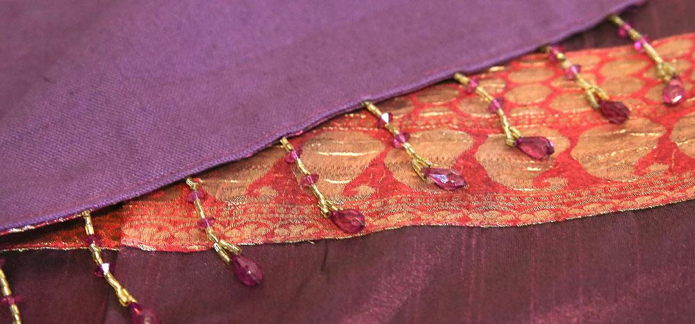 Decorative Gold & Plum Beaded Heritage Silk Runner