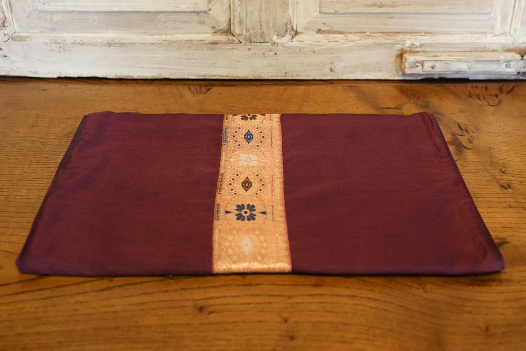 Peach Gold & Plum Beaded Heritage Silk Runner