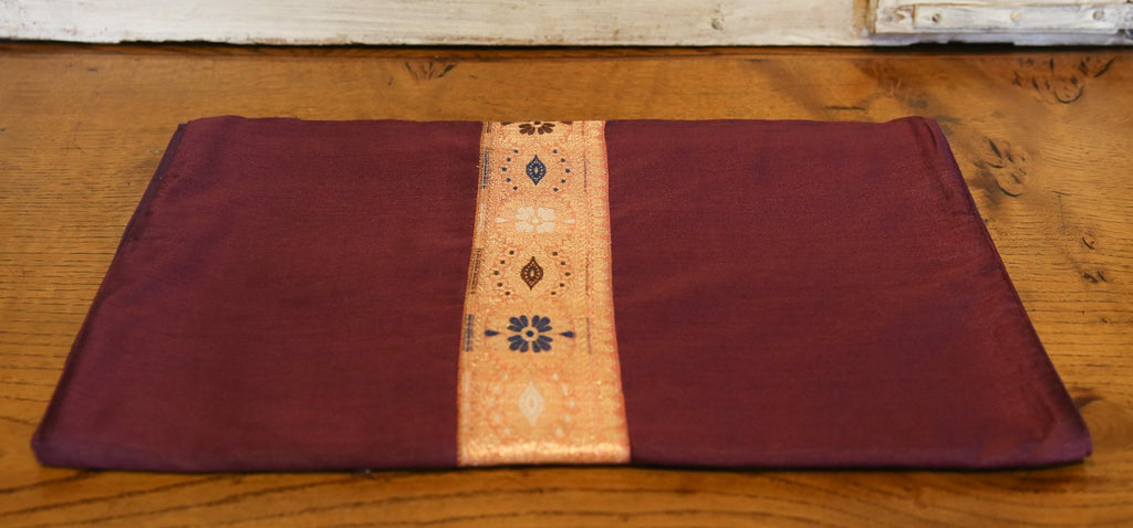 Peach Gold & Plum Beaded Heritage Silk Runner