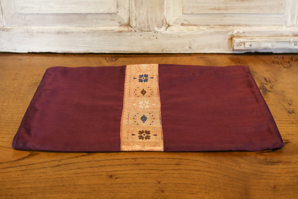 Alluring Peach Gold & Plum Beaded Heritage Silk Runner