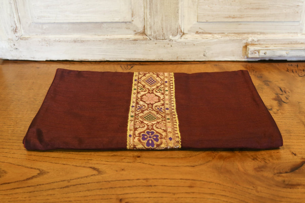 Amazing Gold & Wine Beaded Heritage Silk Runner