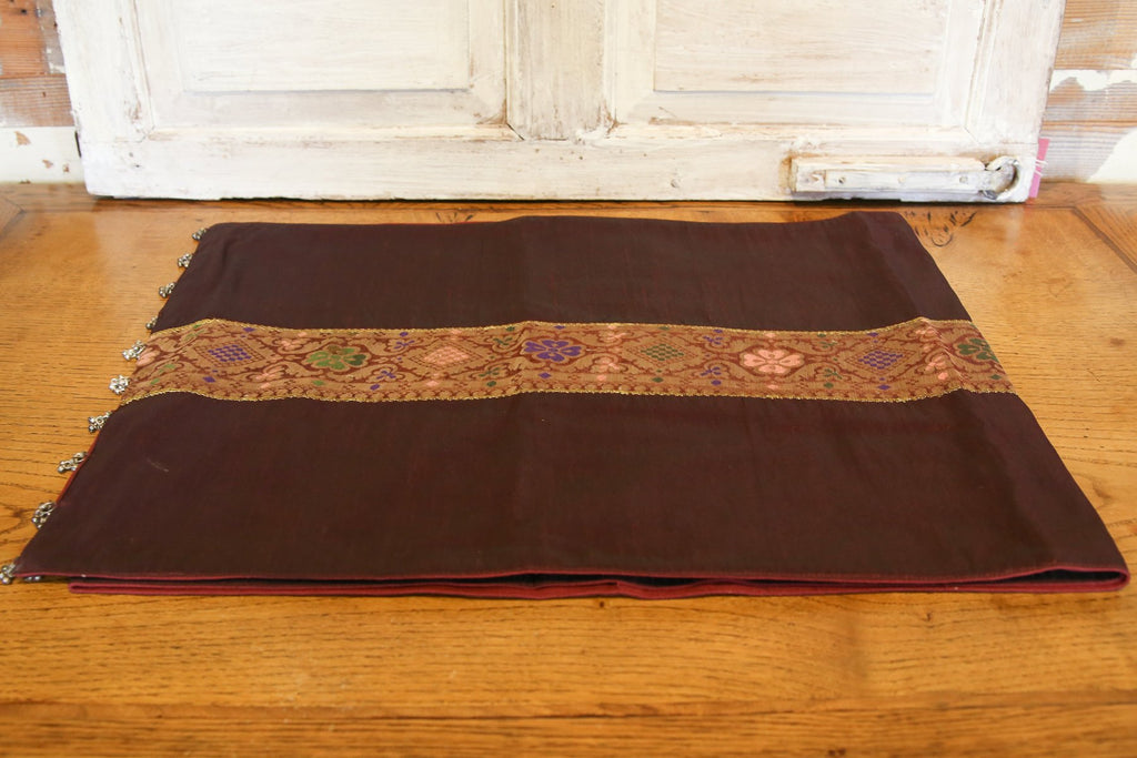 Amazing Gold & Wine Beaded Heritage Silk Runner