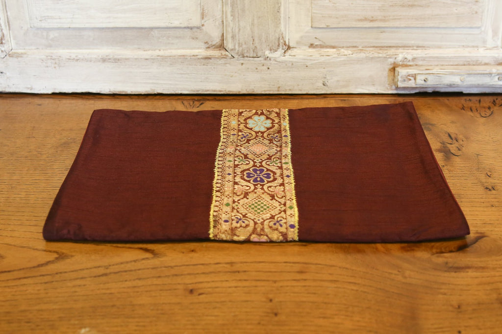 Captivating Gold & Wine Beaded Heritage Silk Runner