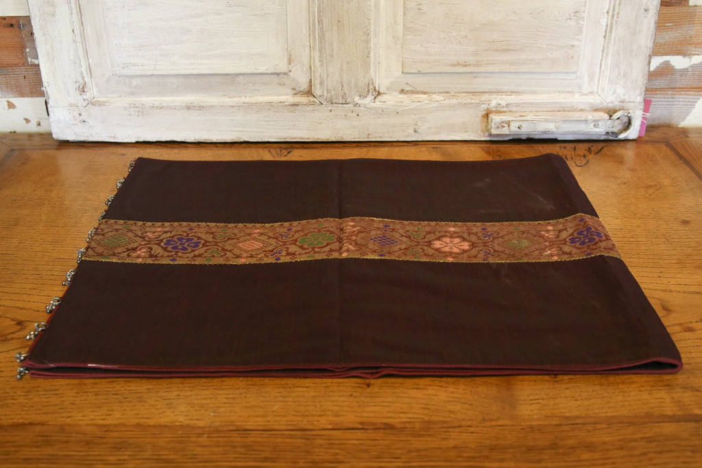 Captivating Gold & Wine Beaded Heritage Silk Runner