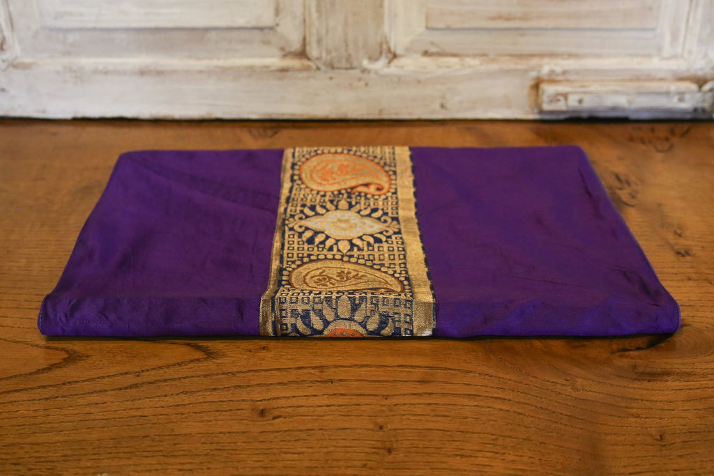 Lovely Striped Purple Beaded Heritage Silk Runner