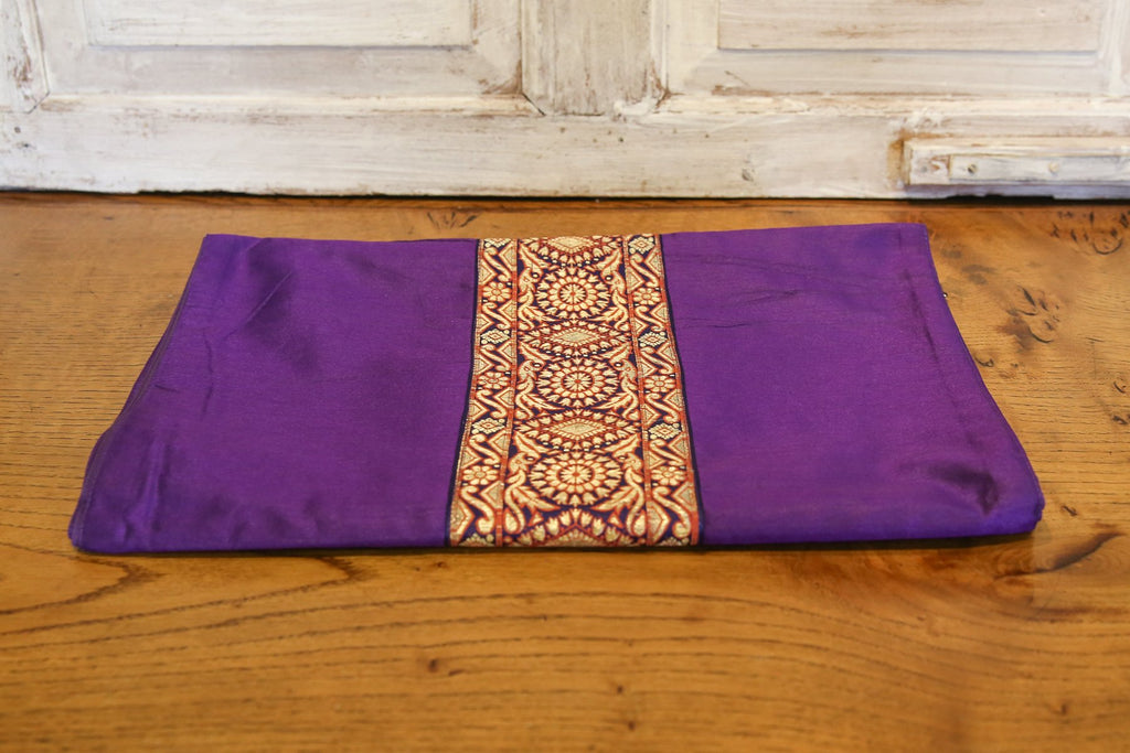 Mandala Striped Purple Beaded Heritage Silk Runner