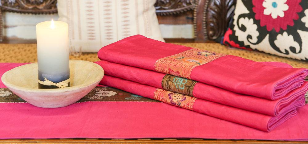 Stunning  Gold & Pink Beaded Heritage Silk Runner