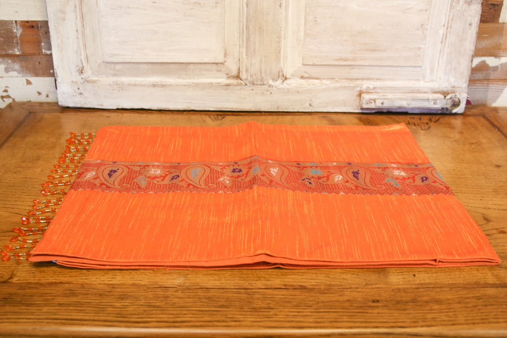 Decorative Paisley Striped Beaded Heritage Silk Runner