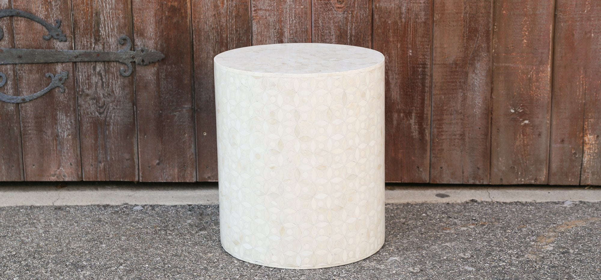 Stunning Mother Of Pearl Inlay Drum Table