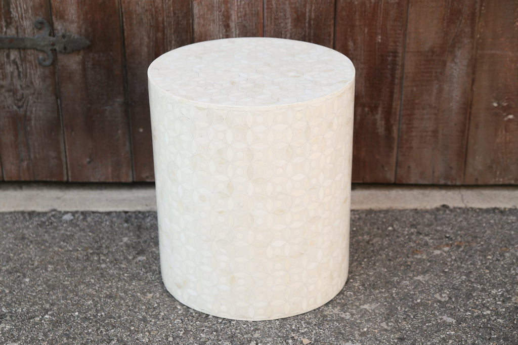 Stunning Mother Of Pearl Inlay Drum Table