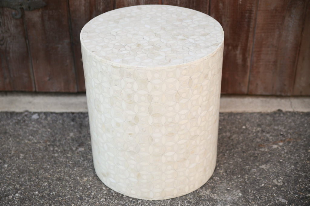 Stunning Mother Of Pearl Inlay Drum Table