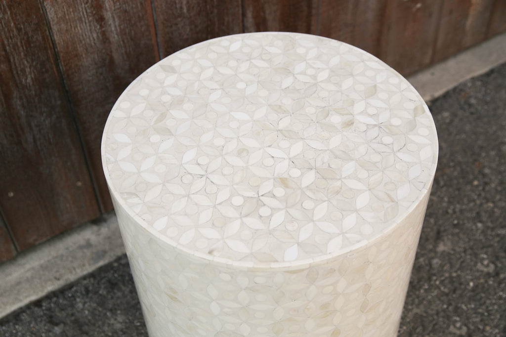 Stunning Mother Of Pearl Inlay Drum Table