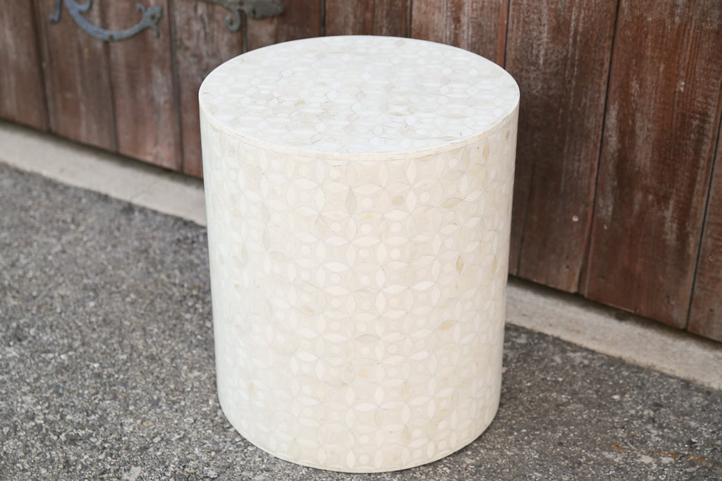 Stunning Mother Of Pearl Inlay Drum Table