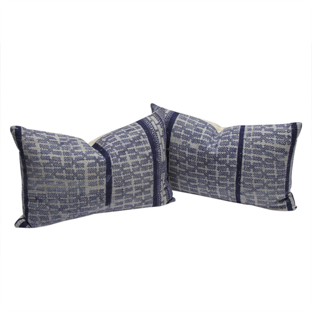 Jaipur Batik Indigo Lumbar Pillows, Pair