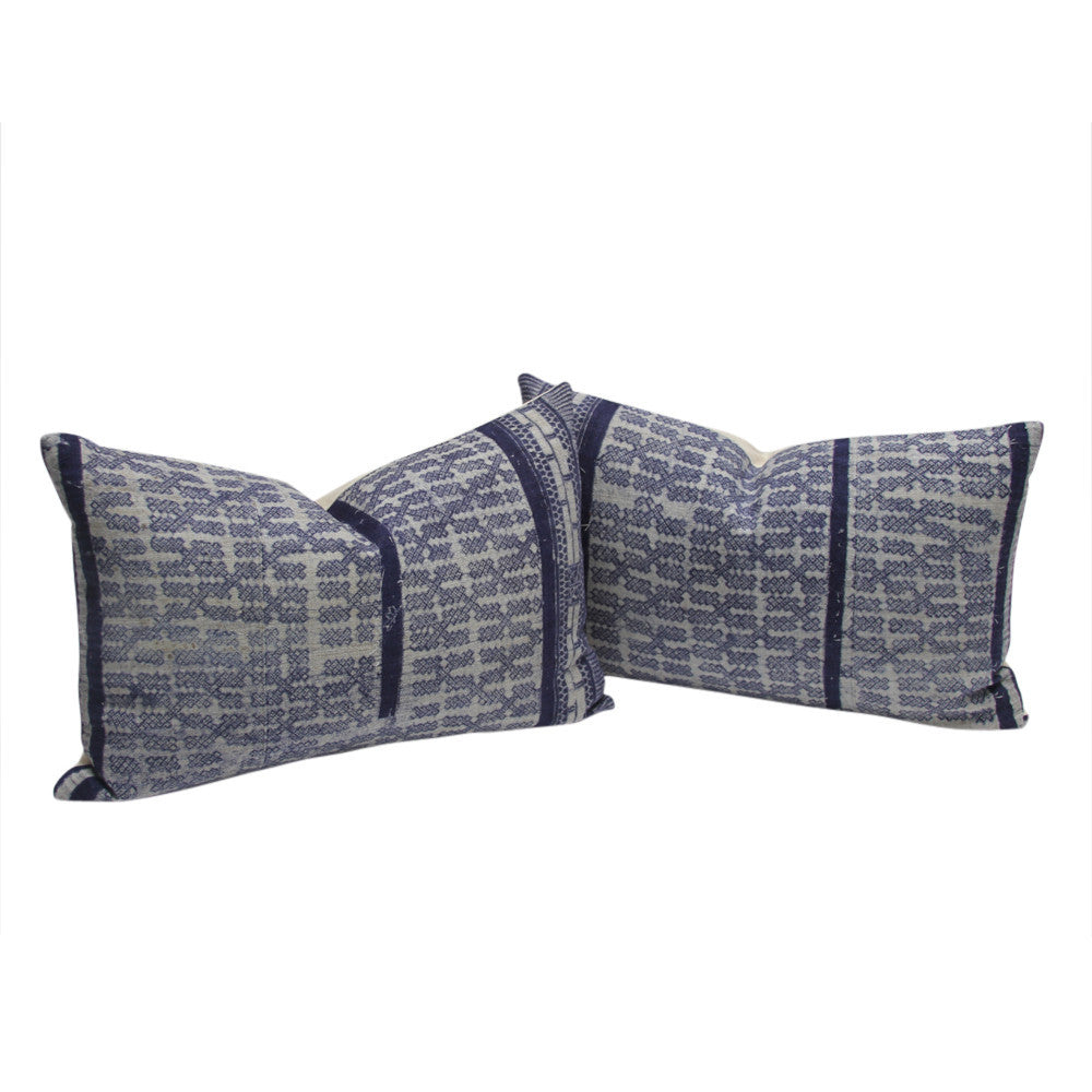 Jaipur Batik Indigo Lumbar Pillows, Pair