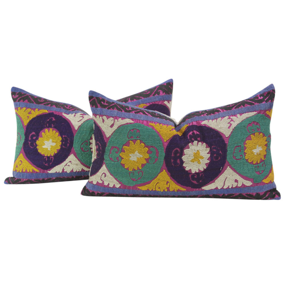 Kamal Suzani Lumbar Pillows, Pair