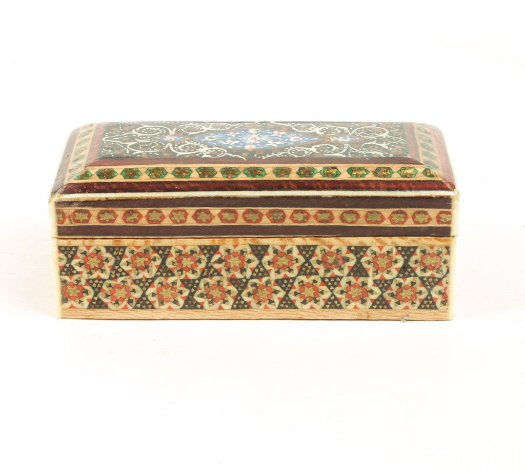 Vintage Persian Painted Marquetry Box