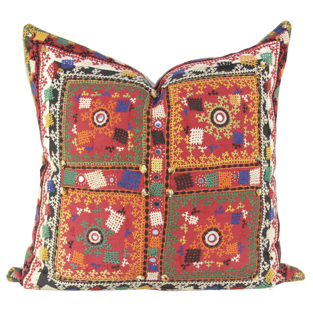 Large Antique Square Reshmi Sutra Pillow